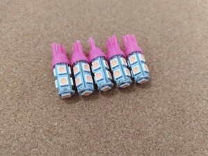 送料無料：T10 3チップ 9連 LED ピンク 4個