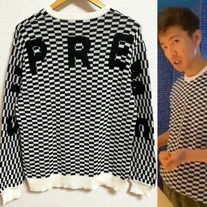 Supreme Back Logo Sweater Checkerboard M 20ss 2020年 チェッカーボード バックロゴ セーター クルーネック キムタク着 木村拓哉着