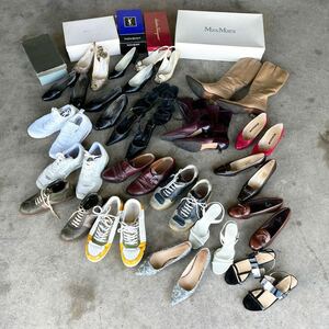 ★ 21点セット ジャンク扱い シューズ PRADA ferragamo JIMMY CHOO Yves Saint Laurent 等 スニーカー パンプス サンダル ブーツ まとめ