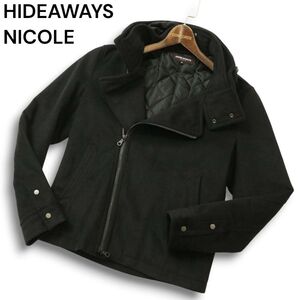 HIDEAWAYS NICOLE ハイダウェイ ニコル 秋冬 ハイブリッド メルトン★ 中綿 ライダース ジャケット Sz.46 メンズ 黒　C4T11229_C#N