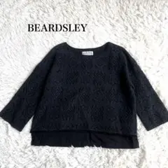 BEARDSLEY カットソー フリンジ レース 花 ブラック S