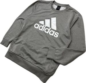 アディダス ☆ adidas フロントロゴ◎ サイドポケット◎ スウェット シャツ トレーナー グレー O 秋冬 万能 スポーツ トレーニング■I344