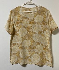 新品★クリスチャンディオール Christian Dior 半袖 シルクブラウス 花柄　絹100% レディース