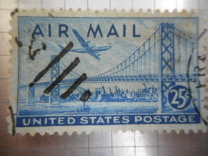 切手　古い切手　記念 切手　世界の切手　等　POSTAGE STAMP AIR PLANE TRAVELS 25 C AIR MAIL UNITED STATES POSTAGE ーSー038