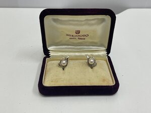 【B36011】中古品 MIKIMOTO ミキモト パール イヤリング 真珠約6.9mmと約7mm ミキモト刻印あり 【S】刻印あり 中古/レディース ケースあり