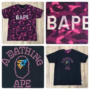 ★リバーシブル★ purple camo ネオン カレッジロゴ Tシャツ reversible neon college logo a bathing ape bape エイプ ベイプ パープル 紫