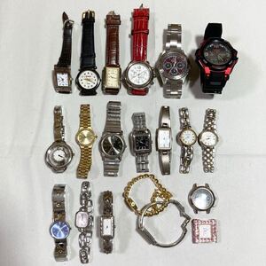 1円 ジャンク 腕時計 まとめ 20個 メンズ レディース HILFIGER GUESS ELGIN KORS Folli Follie フォリフォリ クレージュ 他 j21