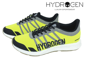 ハイドロゲン HYDROGEN R03700 スカルマーク ロゴ入り 再帰反射ラインX蛍光イエロー系 メンズ ランニング シューズ 43サイズ