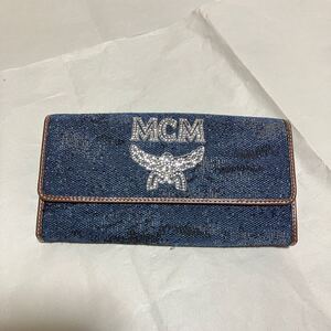 【MCM / エムシーエム】 デニム / レザー / ラインストーン / 長財布