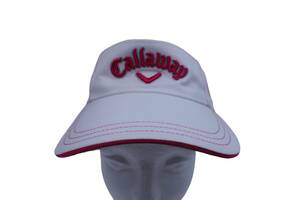 【美品】Callaway(キャロウェイ) サンバイザー 白ピンク レディース フリーサイズ ゴルフ用品 2404-0014 中古