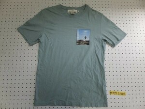 H&M エイチアンドエム メンズ バック英字プリント 半袖Tシャツ S 薄緑