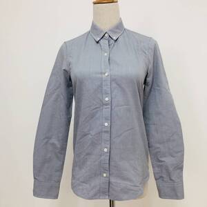 k0257 極美品 GAP ギャップ シャツ 長袖 コットン100％ ボタンダウンカラー XXXS 青系 グレー系 レディース スタイリッシュオフィスルック