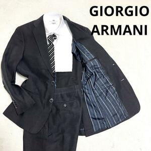 【王者の一着】567 GIORGIO ARMANI ジョルジオ アルマーニ セットアップスーツ ブラック 44