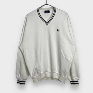 送料無料☆FRED PERRY☆フレッドペリー☆チルデンスウェット☆Vネックスウェット☆ホワイト☆L相当☆日本製☆F24M