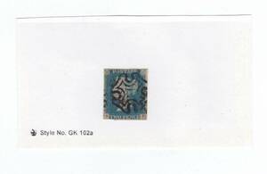 英国　切手 世界初の切手 2ペンス 青　のり付き 使用済み 消印付き　 two pence blue