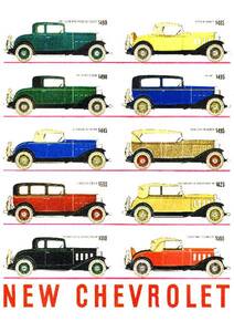 ◆1932年の自動車広告　シボレー　ラインアップ　Chevrolet