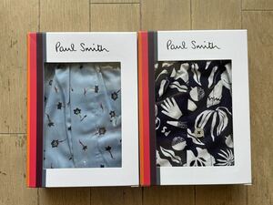 即決！ポールスミス！PAUL SMITH 布帛トランクス 2枚組 小花柄 撫子サックス&きつね柄 ネイビー M