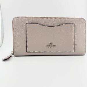 新品未使用品COACH コーチ　ラウンドジップ 長財布　小銭入れあり　ロスグレインレザー