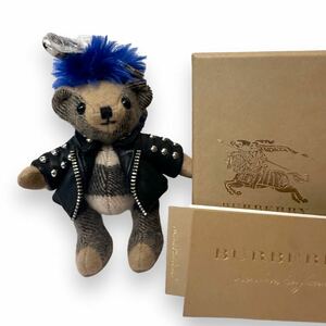 未使用 タグ付 限定 BURBERRY バーバリー パンク トーマスベア チャーム キーホルダー THOMAS PUNK CMS カシミヤ モヒカン レザー スタッズ