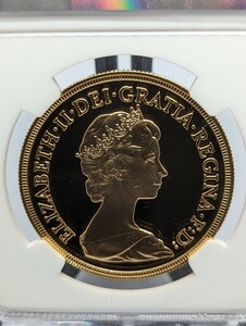 1984年ヤングエリザベス/1oz/5ソブリン/NGC/PF70UC最高鑑定/金貨/イギリス ロイヤルミント発行