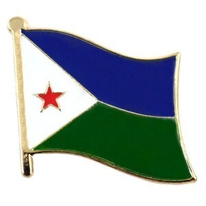 ピンバッジ◆ジブチ 国旗デラックス薄型キャッチ付き 赤いスター星 ピンズ DJIBOUTI FLAG ピンバッチ タイタック