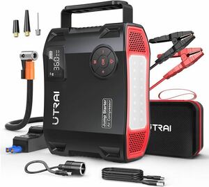 UTRAI ジャンプスターター 27000mAh 電動空気入れ エンジンスターター ピーク電流5000A すべてガソリンエンジン車 8Lまでディーゼル車