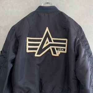 90s USA製 ALPHA INDUSTRIES アルファ MA-1 フライトジャケットネイビー medium