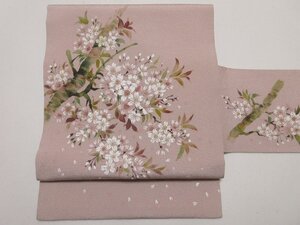 ドークブア■九寸名古屋帯　縮緬　金彩桜　作家　極上の逸品　B14