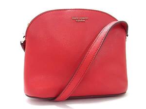 1円 ■美品■ kate spade ケイトスペード レザー ショルダーバッグ クロスボディ ポシェット レディース レッド系 BM4117