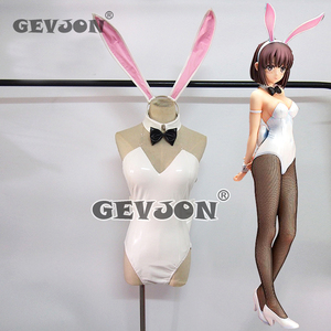 セクシーコスプレ衣装 ハロウィン衣装 レオタード　PU合成革良品　Bunny仮装　加藤聖人 バニーガール　ウサギガール　ホワイト　セット