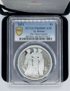 2021年 スリーグレイセス プルーフ銀貨 PCGS セントヘレナスリーグレーセス イギリス エリザベス女王NGC