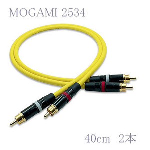 【送料無料】MOGAMI(モガミ)2534 RCAオーディオラインケーブル ２本セット REAN（NEUTRIK）NYS373 (イエロー, 40cm)　②