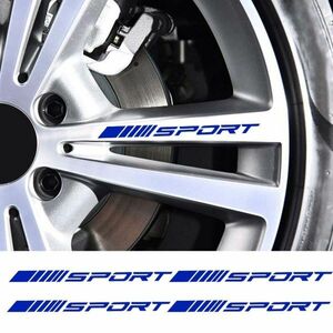 ★SPORT◆スポーツ☆ ステッカー青シール　デカール4枚/トヨタ 日産 スバル スズキ ダイハツ マツダ 三菱 ホンダＶＷに/定形発送 OK