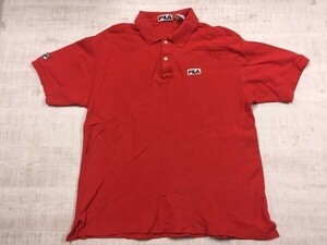 USA製 フィラ FILA アメカジ ストリート 90s スポーツウェア オールド レトロ 古着 半袖ポロシャツ メンズ L 赤