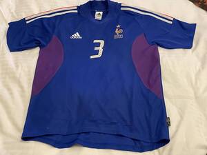 アディダス　2002年　サッカー フランス代表　レプリカユニフォーム　＃３　XL　used やや難