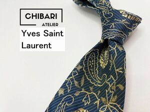 【美品】YvesSaintLaurent　サンローラン　ペイズリー柄 ネクタイ 3本以上 送料無料 メンズ ネイビー系　1104200