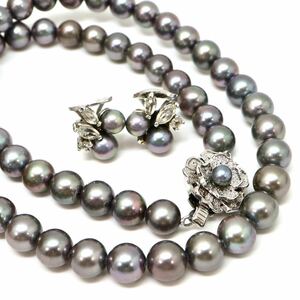 ◆アコヤ本真珠ネックレス&イヤリング◆M 約37.9g 約42.0cm 5.0-7.5mm珠 pearl パール jewelry ジュエリー necklace DH0/DH0