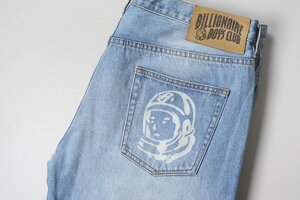 BILLIONAIRE BOYS CLUB ◆ ヘルメットロゴ デニムパンツ インディゴ W38 ダメージ加工 ジーンズ ビリオネアボーイズクラブ ◆499/K2D