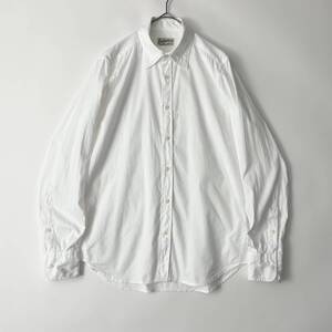 【美品/イタリア製】(c) Bevilacqua size/S べヴィラクア オックスフォード ドレスシャツ ビジネス ホワイト 白無地 コットン B.D SHIRT