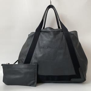 【極美品】BALENCIAGA バレンシアガ ネイビーカバス M ミディアム Mサイズ トートバッグ A4収納 パンチング レザー 黒 ブラック 339936