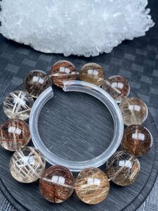 即決 0328c901 天然石★【30Aミックスルチルクォーツ】★ブレス 18-18.8mm（新品）