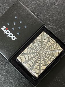 zippo スパイダー フルメタルジャケット 蜘蛛の巣 5面刻印 希少モデル 2006年製 シルバーインナー 2006年製 ケース 保証書付き