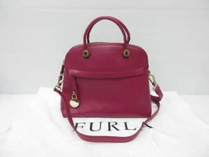 8/ FURLA フルラ ハイパー SSサイズ 2WAY ハンドバッグ ボルドー ショルダー a