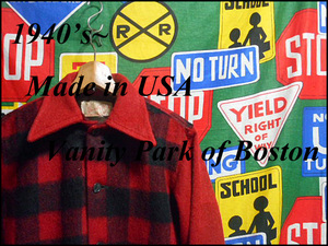 ★希少な切り替えデザイン★Made in USA製アメリカ製Vanity Park of Bostonビンテージ100%ヴァージンウールジャケット40s40年代ツートンS位