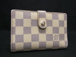 1円 LOUIS VUITTON ルイヴィトン N61676 ダミエアズール ポルトフォイユ ヴィエノワ がま口 二つ折り 財布 ウォレット アイボリー系 BL1803