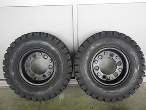 7.00-12 中古 2本セット フォークリフト 鉄ホイール ダンロップ POWERLIFTER FK71 12×5.00S PCD220 6穴 XW958