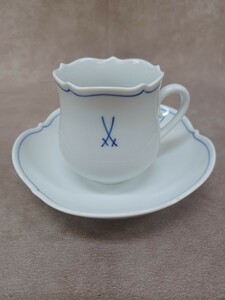  Meissen マイセン 双剣マーク カップ＆ソーサー？ ホワイト 洋食器 コーヒーカップ ティーカップ コレクション 高級感 上品 奈良発 