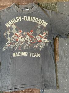 80s 90s harley davidson チェッカーフラッグ vintage Tシャツ USA製 アメリカ製 ヘインズ ハーレー ダビッドソン ビンテージ レーシング