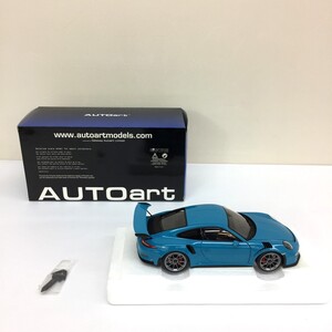 ○【同梱B】【中古】オートアート 78167 1/18 ポルシェ 911(991) GT3 マイアミ ブルー/ダークグレイ ホイール 箱付き