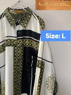 LANCEL レトロ シャツ 長袖 スカーフ柄 90s 総柄  vintage